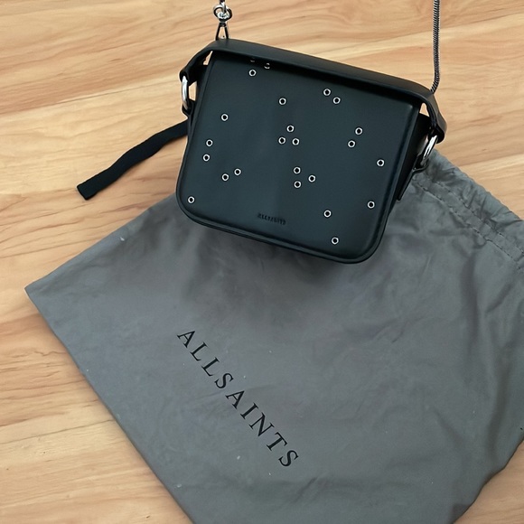AllSaints Black Leather Crossbody Clutch - Picture 11 of 13